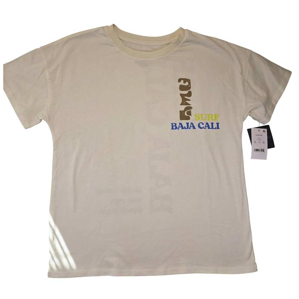Grayson Threads Kids Surf Baja Cali Graphic T-Shirt Cream Size L 10/12‎ NEW